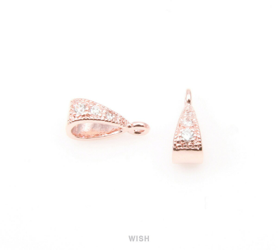 Cubic Zirconia Bail in Rhodium, Round Cubic Zirconia Bail /CRH-023-B