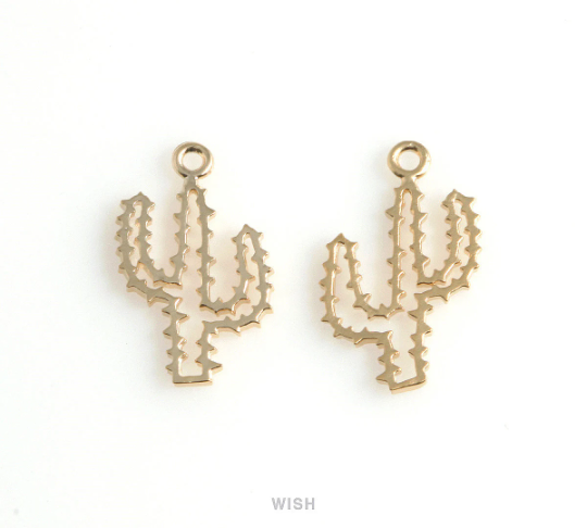 Cactus Pendant in Matte Rhodium, Cactus Charm / MMRH-456-P