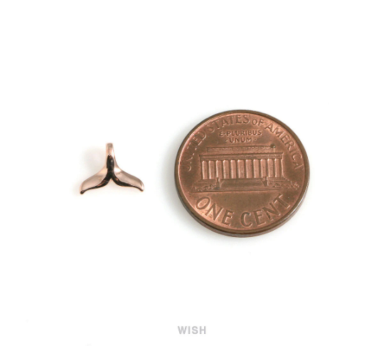 Small Whale Tail Pendant in Rhodium, Mermaid Tail Charm / MRH-550-P