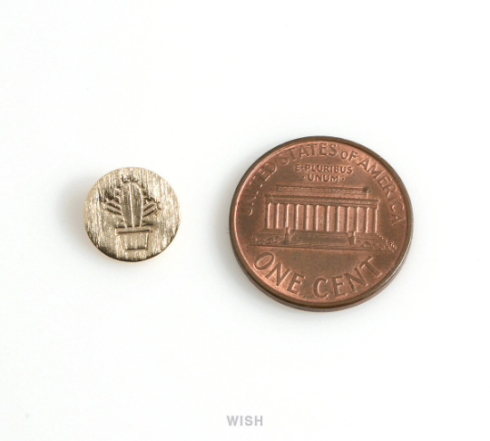 Cactus Disc Pendant in Matte Rhodium, Cactus in Coin Charm / MMRH-485-P