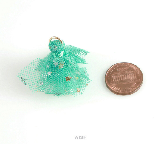 White Fabric Tassel with Gold and Silver Stars, White Fabric Tassel Earrings /TWTG-007-T