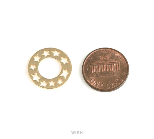 Milky Way Circle Pendants in Gold, Ten Stars in Circle Charms / MG-698-P