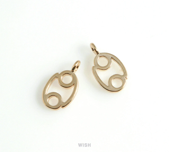 Cancer Zodiac Sign Pendants in Rose Gold, Zodiac Charm / MRG-453-CA