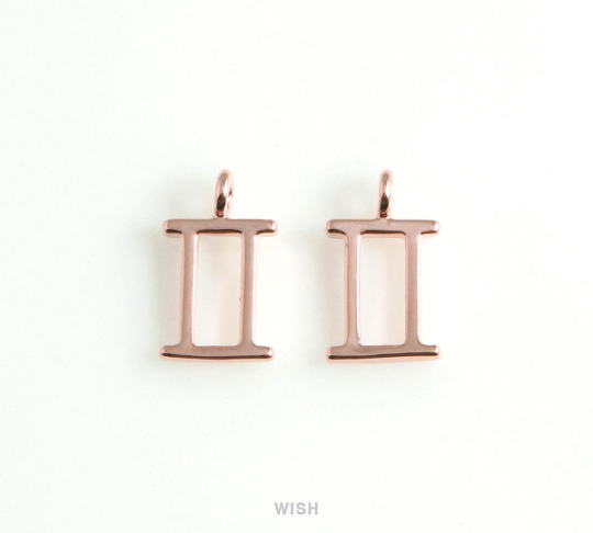 Gemini Zodiac Sign Pendants in Rose Gold, Zodiac Charm / MRG-453-GE