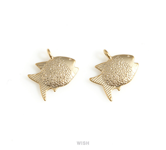 FIsh Charm in Matte Rhodium, Fish Pendant / MMRH-681-P