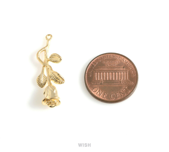 Rose Flower Pendant in Matte Rose Gold, Rose Flower Charm / MMRG-455-P