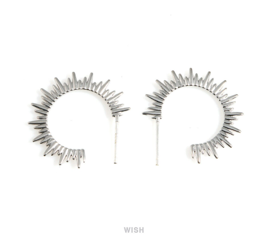 Sun Stud Earrings in Matte Rhodium, The Sun Ear Studs / MMRH-521-E