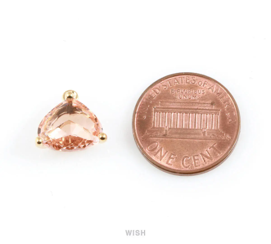 Smoky Quartz Pear Shape Glass Charm in Rhodium, Framed Pendant / GSQRH-042-P