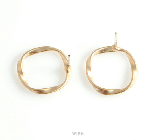 Twisted Circle Stud Earrings in Matte Rhodium, Twisted Circle Studs / MMRH-433-E