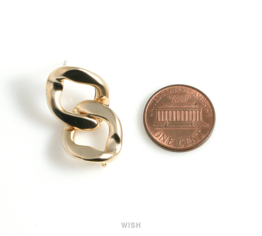 Chain Stud Earrings in Matte Rhodium, Chain Studs / MMRH-479-E (Large)