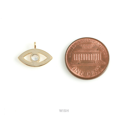 Cubic Zirconia Evil Eye Pendants in Rose Gold, CZ Evil Eye Charm  / CRG-066-P