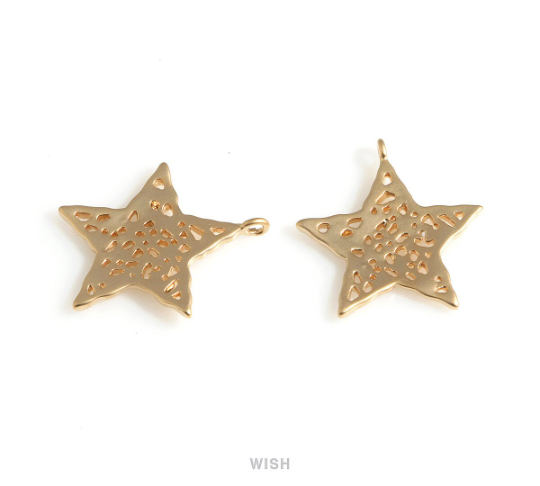 Mesh Star Pendants in Matte Gold, Large Star Charm / MMG-703-P