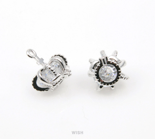 Large Cubic Zirconia in Gold Crown, Round Cubic Zirconia Crown / CG-071-P