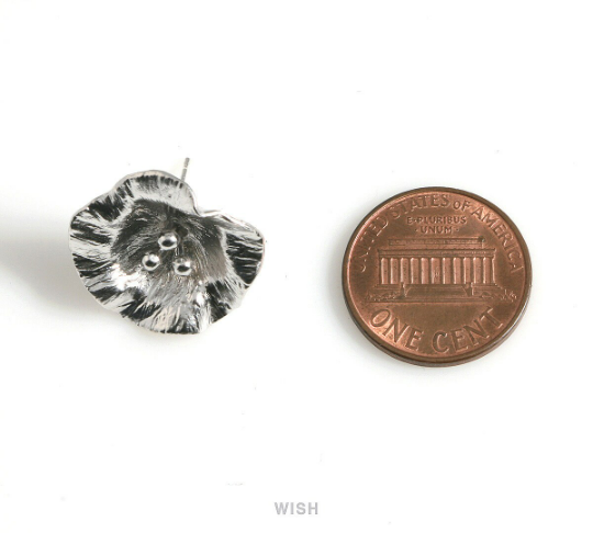 Morning Glory Stud Earrings in Matte Gold, Flower Stud Ear Post / MMG-159-E