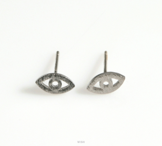 Evil Eye Stud Earrings in Matte Gold, Evil Eye Earrings / MMG-623-E
