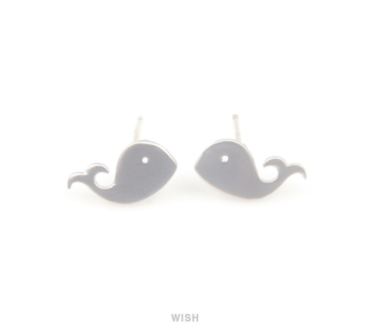 Whale Stud Earrings in Matte Gold, Whale Earposts / MMG-104-E