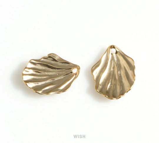 Large Seashell Charm in Matte Rhodium, Seashell Pendant / MMRH-680-P