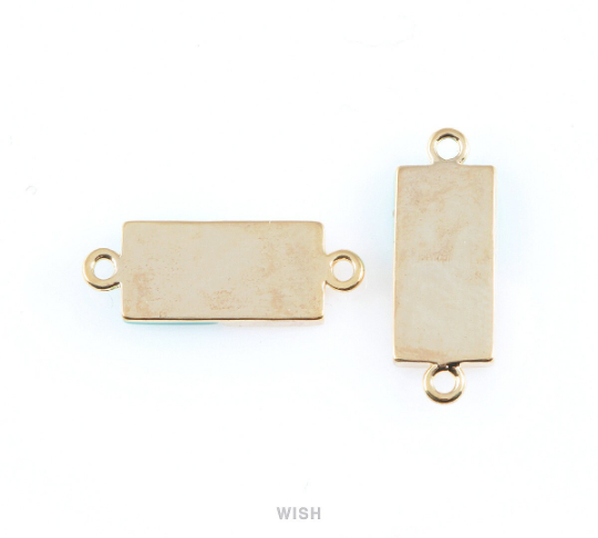 Howlite Rectangle Stone Charm in Rhodium, Gemstone Framed Pendant / SHTRH-055-P