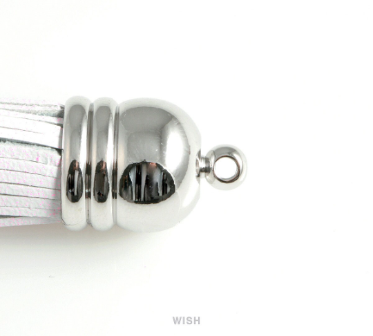 Navy Leather Tassel with Bell Cap in Gold, Navy Cowhide Tassel / LNVG-006-T (1 piece)