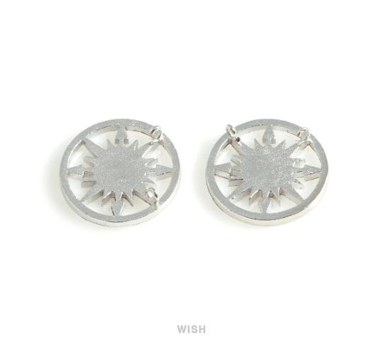 Compass Disc Pendants in Matte Gold, Compass Charm / MMG-431-P