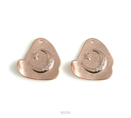 Star and Crescent in Cloud in Matte Gold, Star and Crescent Cubic Zirconia Charms / MMG-668-P