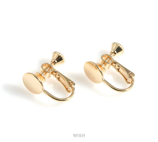 8pcs Clip on Earring Converters in Gold, Non Pierced Earrings / FG-035-E