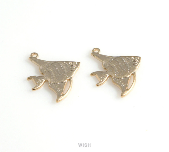 Angel Fish Pendants in Matte Gold, Angel Fish Charm / MMG-590-P