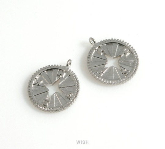 Compass Charm in Matte Gold, Compass Disc Pendants / MMG-610-P