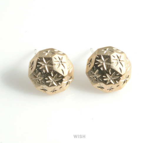 Shining Star Dome Stud Earrings in Matte Gold, Shining Star Stud Earrings / MMG-464-E