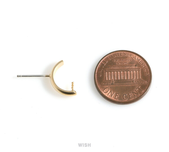 Semicircle Stud Earrings in Matte Rhodium, Semicircle Ear Studs / MMRH-551-E