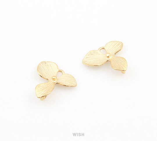 Orchid Flower Leaf Connectors in Matte Rhodium, Bottom Orchid Leaf / MMRH-071-C