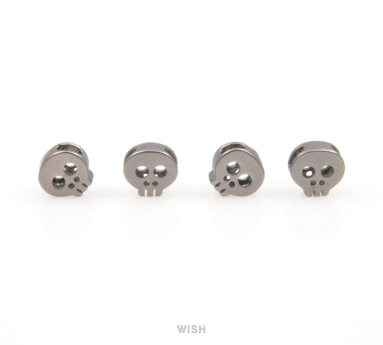 Small Skull in Rhodium, Skull Beads / MRH-038-B