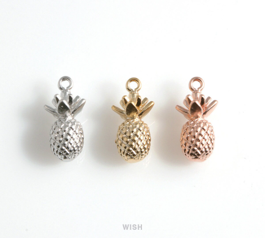 Pineapple Pendants in Matte Gold, Solid Pineapple Charms / MMG-183-P