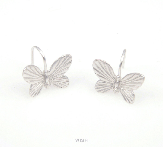 Butterfly Hook Earrings in Matte Gold, Butterfly Ear Hook /  MMG-099-E