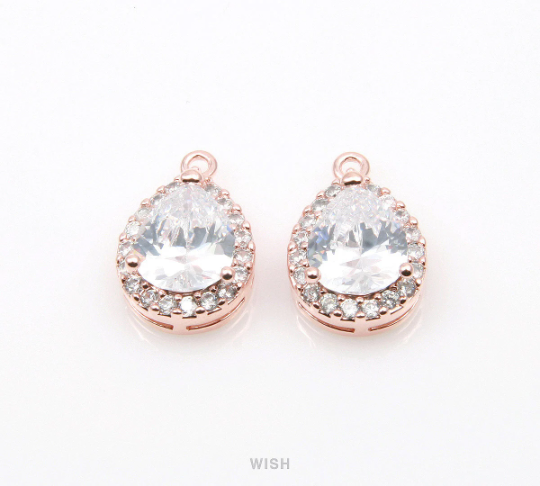 Teardrop Cubic Zirconia Pendants in Gold, 19 Sub Cubic Zirconia / CG-033-P (Medium)