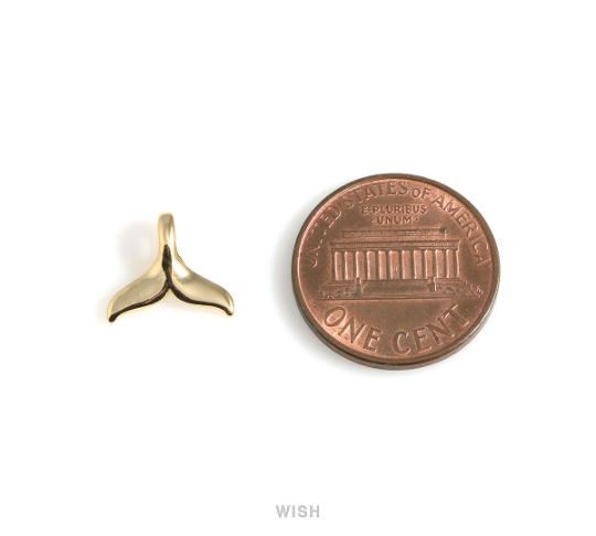 Medium Whale Tail Pendant in Rhodium, Mermaid Tail Charm / MRH-549-P