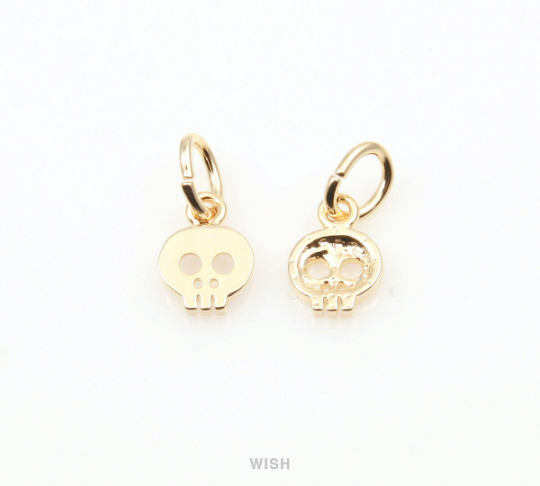 Skull Pendant in Rhodium, Silver Skull Charm / MRH-248-P (4pcs)