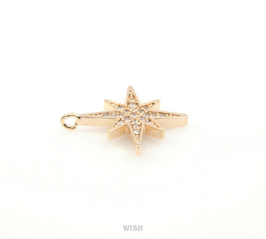 North Star Charm with CZ in Rhodium, CZ Polaris Pendant / CRH-043-P