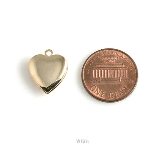 Heart Rose Gold Locket, Heart Locket Charm / MRG-476-P