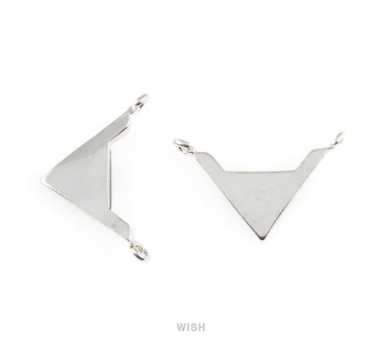 Black Marble Triangle Stone Charm in Gold, Gemstone Framed Pendant / SBMG-052-P