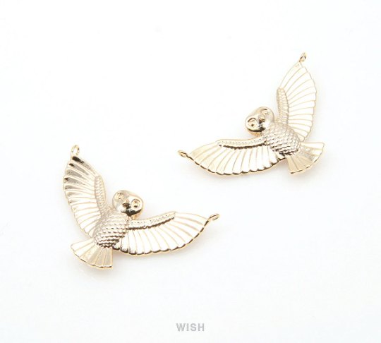 Owl Pendant in Gold, Gold Owl Charm / MG-283-P