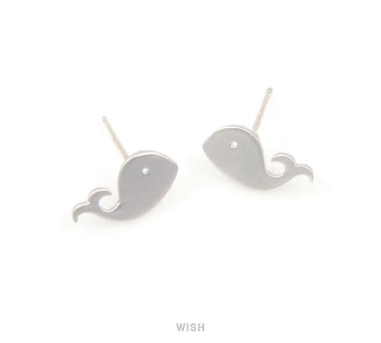 Whale Stud Earrings in Matte Gold, Whale Earposts / MMG-104-E