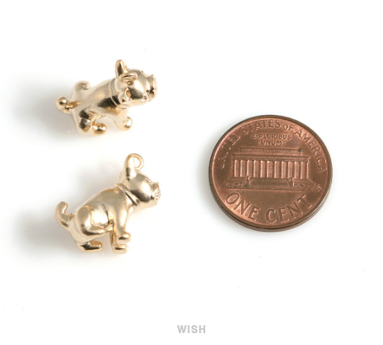 French Bulldog Pendants in Matte Rhodium, Bulldog Charm / MMRH-565-P