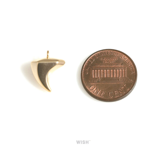 Tooth Shape Pendants in Matte Gold, Tooth Shape Charms / MMG-693-P