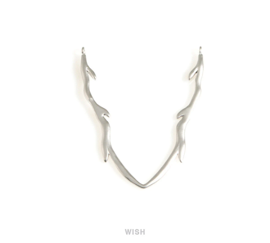 Chevron Antler Pendants in Matte Gold, Large Antler Charms / MMG-706-P