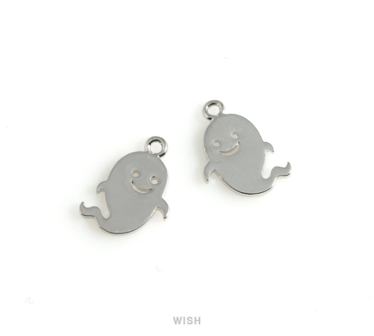 Ghost Pendants in Gold, Halloween Ghost Charm / MG-471-P