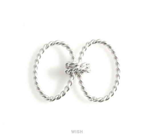 Triple Twisted Rings in Matte Rhodium, Twisted Rings Charm / MMRH-465-P