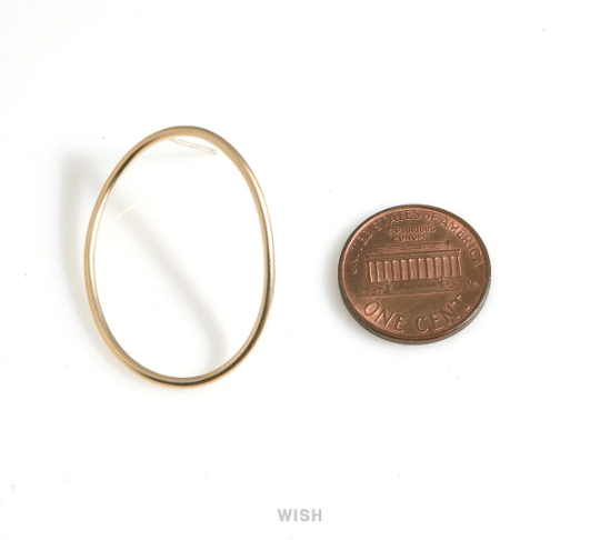 Open Bent Circle Stud Earrings in Matte Gold, Large Open Oval Earrings / MMG-637-E