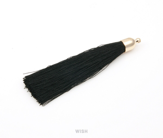 Black Thread Tassel with Bell Cap in Gold / TBKG-003-T
