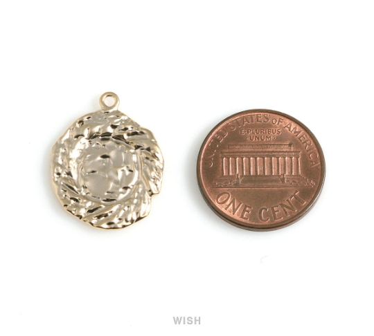 Hammered Coin Pendants in Matte Rhodium, Hammered Disc Charm / MMRH-526-P